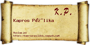Kapros Pólika névjegykártya